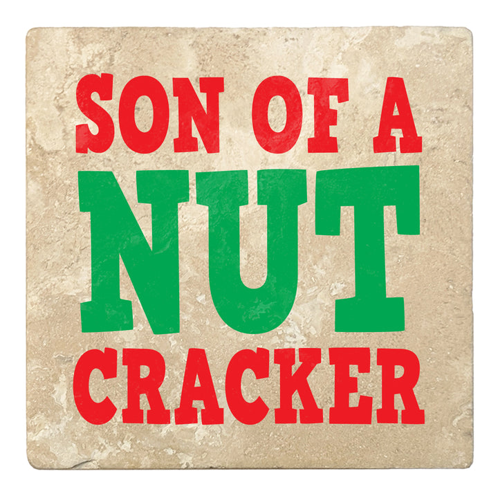 Set of 4 Absorbent Stone 4" Holiday Christmas Drink Coasters, Son Of A Nutcracker