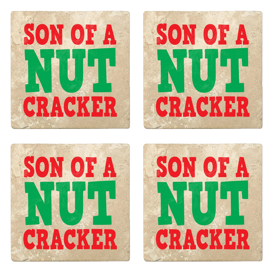 Set of 4 Absorbent Stone 4" Holiday Christmas Drink Coasters, Son Of A Nutcracker