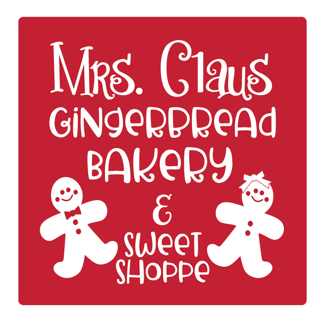 Set of 4 Absorbent Stone 4" Holiday Christmas Drink Coasters, Mrs Claus Gingerbread Bakery & Sweet Shoppe