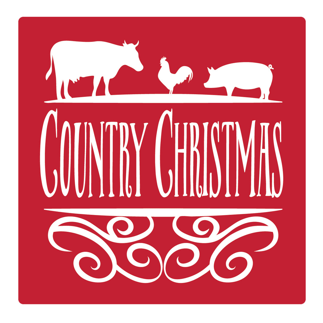 Set of 4 Absorbent Stone 4" Holiday Christmas Drink Coasters, Country Christmas