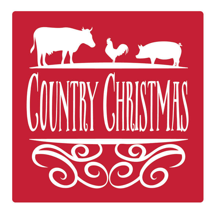 Set of 4 Absorbent Stone 4" Holiday Christmas Drink Coasters, Country Christmas