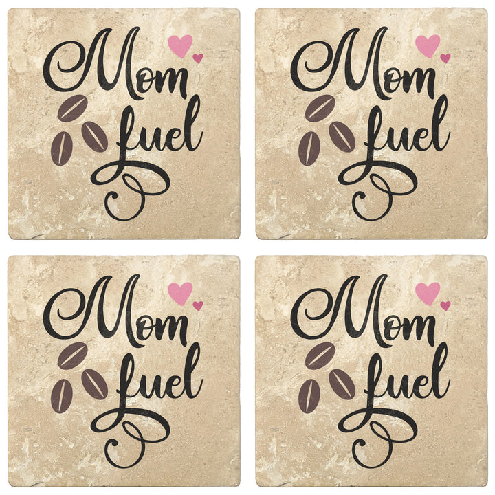 Set of 4 Absorbent Stone 4" Coffee Gift Coasters, Mom Fuel