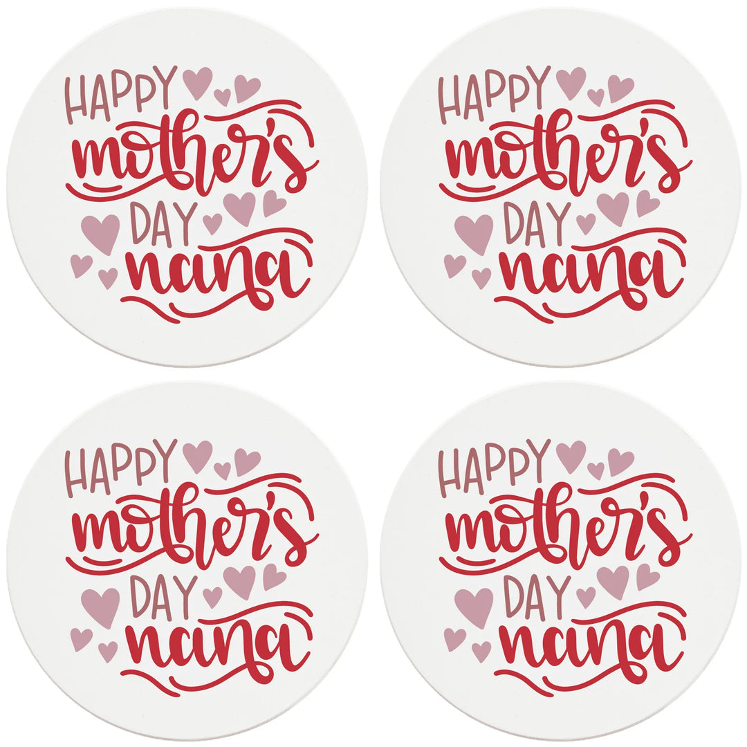 4" Round Ceramic Coasters - Happy Mothers Day Nana, 4/Box, 2/Case, 8 Pieces - Christmas by Krebs Wholesale