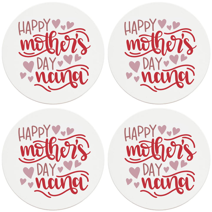4" Round Ceramic Coasters - Happy Mothers Day Nana, 4/Box, 2/Case, 8 Pieces - Christmas by Krebs Wholesale