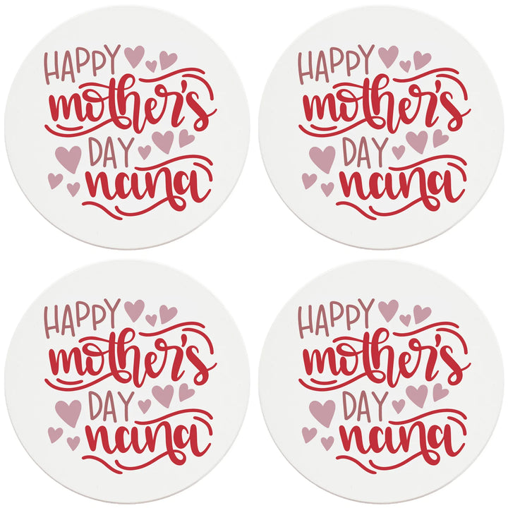 4" Round Ceramic Coasters - Happy Mothers Day Nana, 4/Box, 2/Case, 8 Pieces - Christmas by Krebs Wholesale