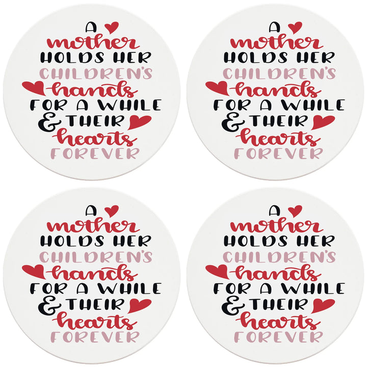 4" Round Ceramic Coasters - Mother Holds Her Childrens Hearts Forever, 4/Box, 2/Case, 8 Pieces - Christmas by Krebs Wholesale