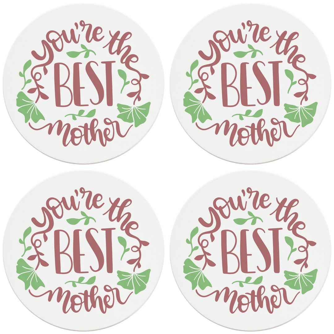 4" Round Ceramic Coasters - You're The Best Mother, 4/Box, 2/Case, 8 Pieces - Christmas by Krebs Wholesale