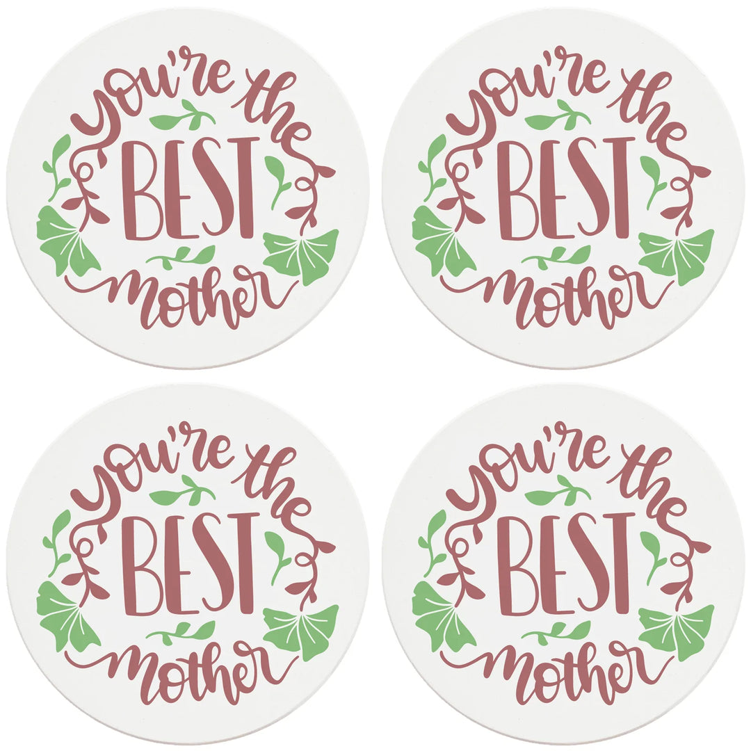 4" Round Ceramic Coasters - You're The Best Mother, 4/Box, 2/Case, 8 Pieces - Christmas by Krebs Wholesale
