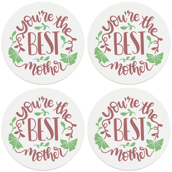4" Round Ceramic Coasters - You're The Best Mother, 4/Box, 2/Case, 8 Pieces - Christmas by Krebs Wholesale
