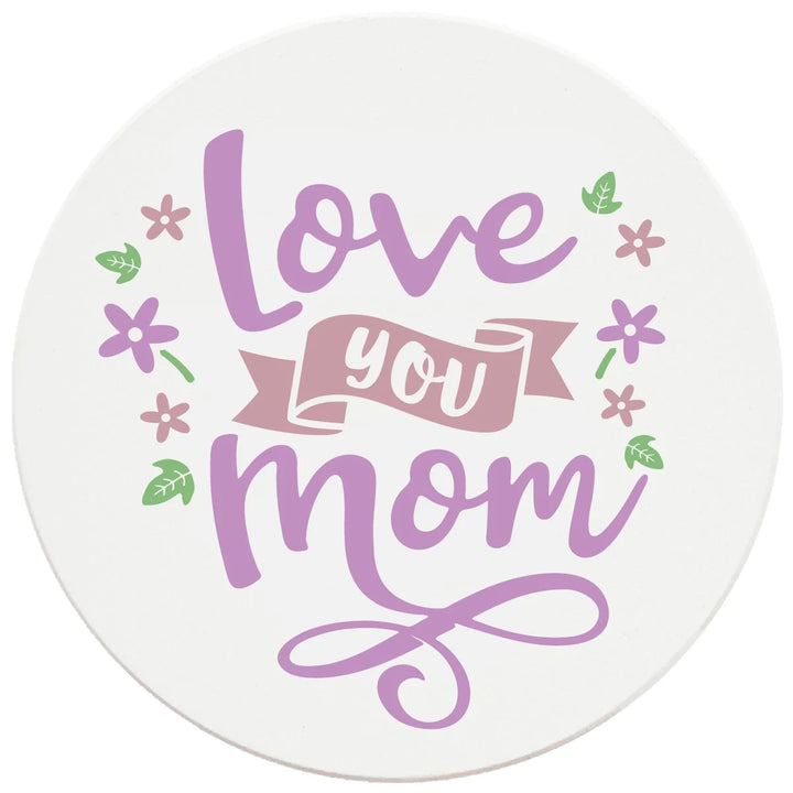 4" Round Ceramic Coasters - Love You Mom, 4/Box, 2/Case, 8 Pieces - Christmas by Krebs Wholesale