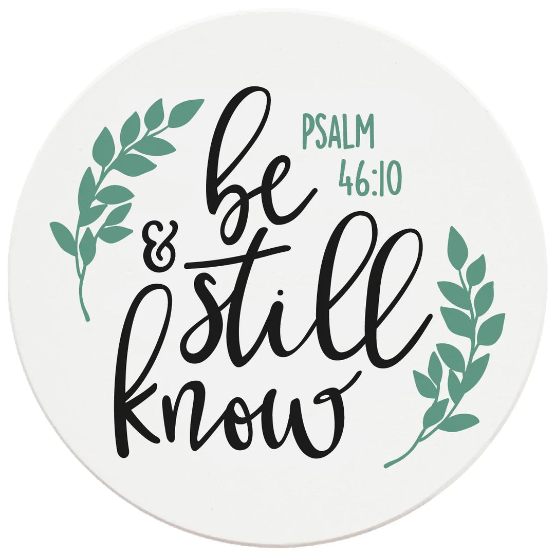 4" Round Ceramic Coasters - Be Still And Know, 4/Box, 2/Case, 8 Pieces - Christmas by Krebs Wholesale