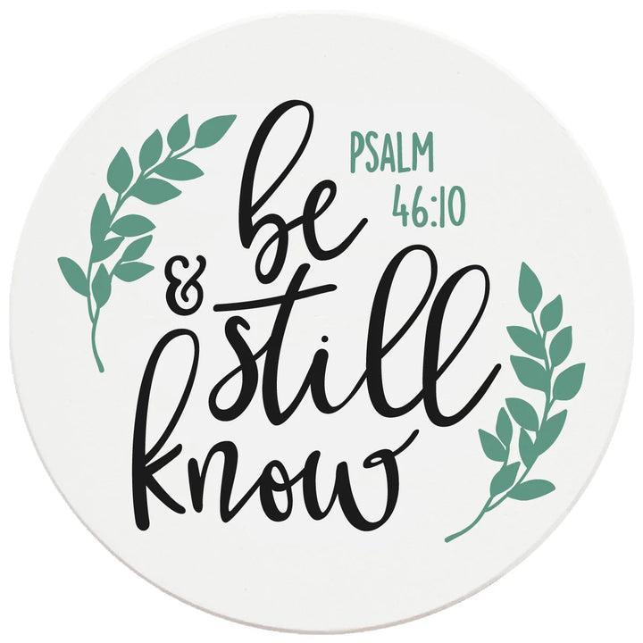 4" Round Ceramic Coasters - Be Still And Know, 4/Box, 2/Case, 8 Pieces - Christmas by Krebs Wholesale
