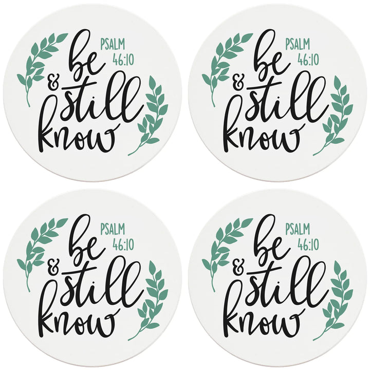4" Round Ceramic Coasters - Be Still And Know, 4/Box, 2/Case, 8 Pieces - Christmas by Krebs Wholesale