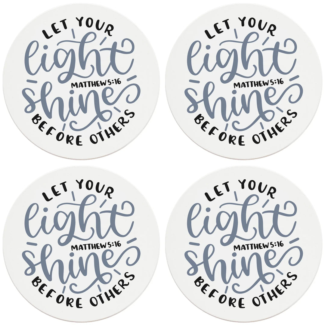 4" Round Ceramic Coasters - Let Your Light Shine, 4/Box, 2/Case, 8 Pieces - Christmas by Krebs Wholesale