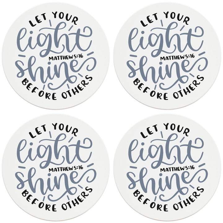 4" Round Ceramic Coasters - Let Your Light Shine, 4/Box, 2/Case, 8 Pieces - Christmas by Krebs Wholesale