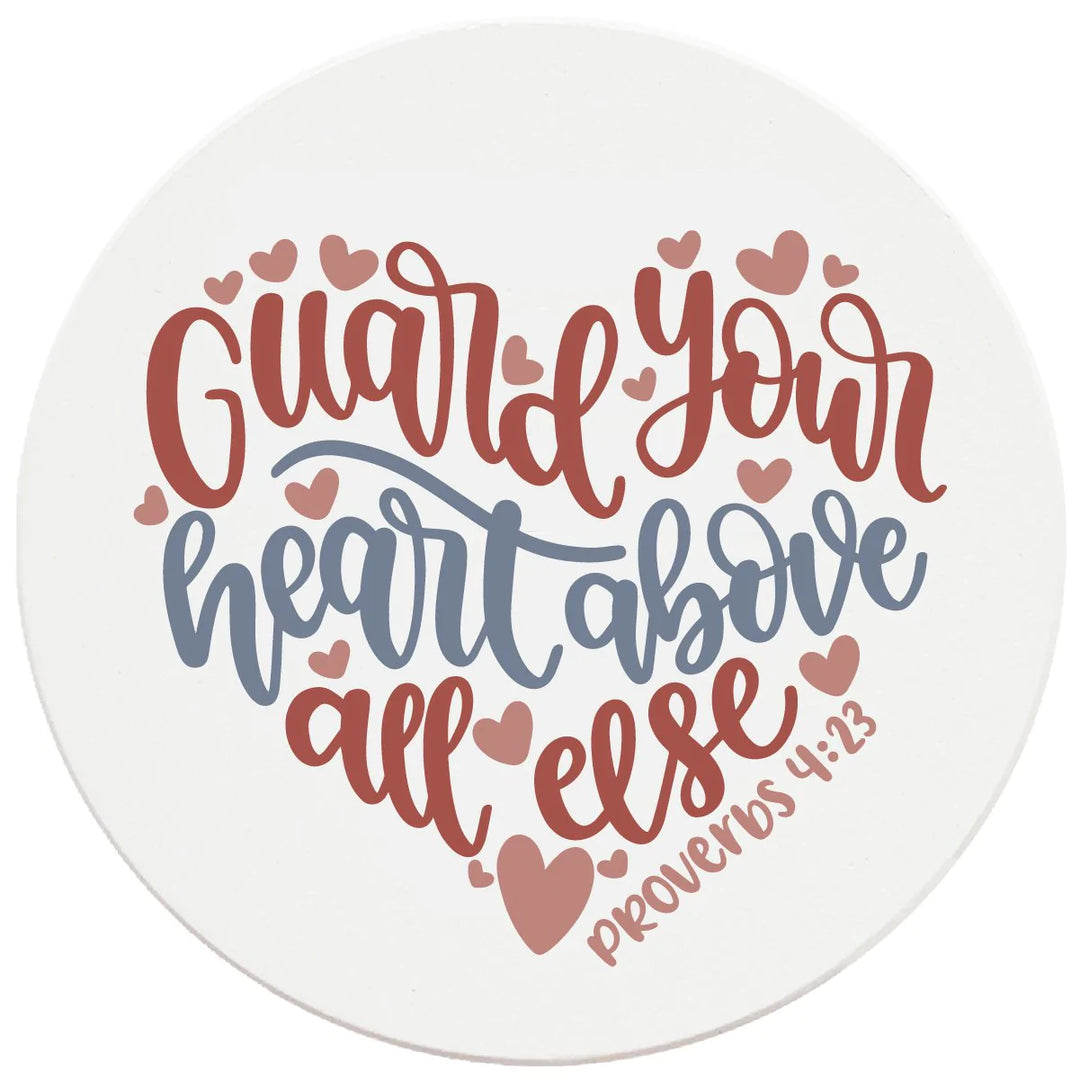 4" Round Ceramic Coasters - Guard Your Heart, 4/Box, 2/Case, 8 Pieces - Christmas by Krebs Wholesale