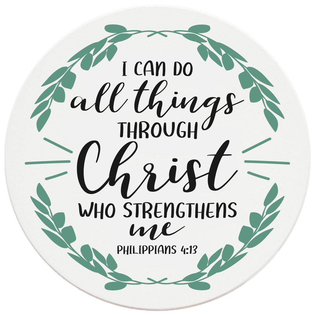 4" Round Ceramic Coasters - I Can Do All Things Through Christ, Set of 4