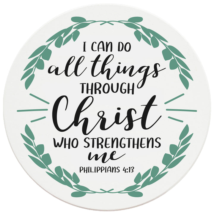 4" Round Ceramic Coasters - I Can Do All Things Through Christ, Set of 4