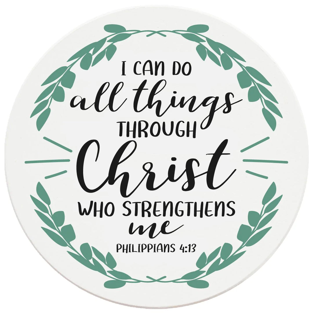4" Round Ceramic Coasters - I Can Do All Things Through Christ, 4/Box, 2/Case, 8 Pieces - Christmas by Krebs Wholesale