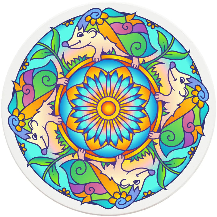 4" Round Ceramic Coasters - Mandala Hedgehog, 4/Box, 2/Case, 8 Pieces - Christmas by Krebs Wholesale