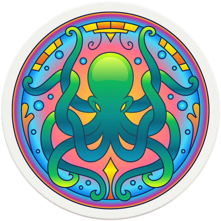 4" Round Ceramic Coasters - Mandala Octopus, 4/Box, 2/Case, 8 Pieces - Christmas by Krebs Wholesale