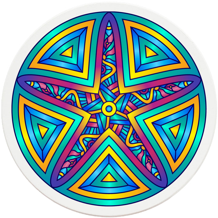 4" Round Absorbent Ceramic Designer Coasters - Mandala Starfish, Set of 4