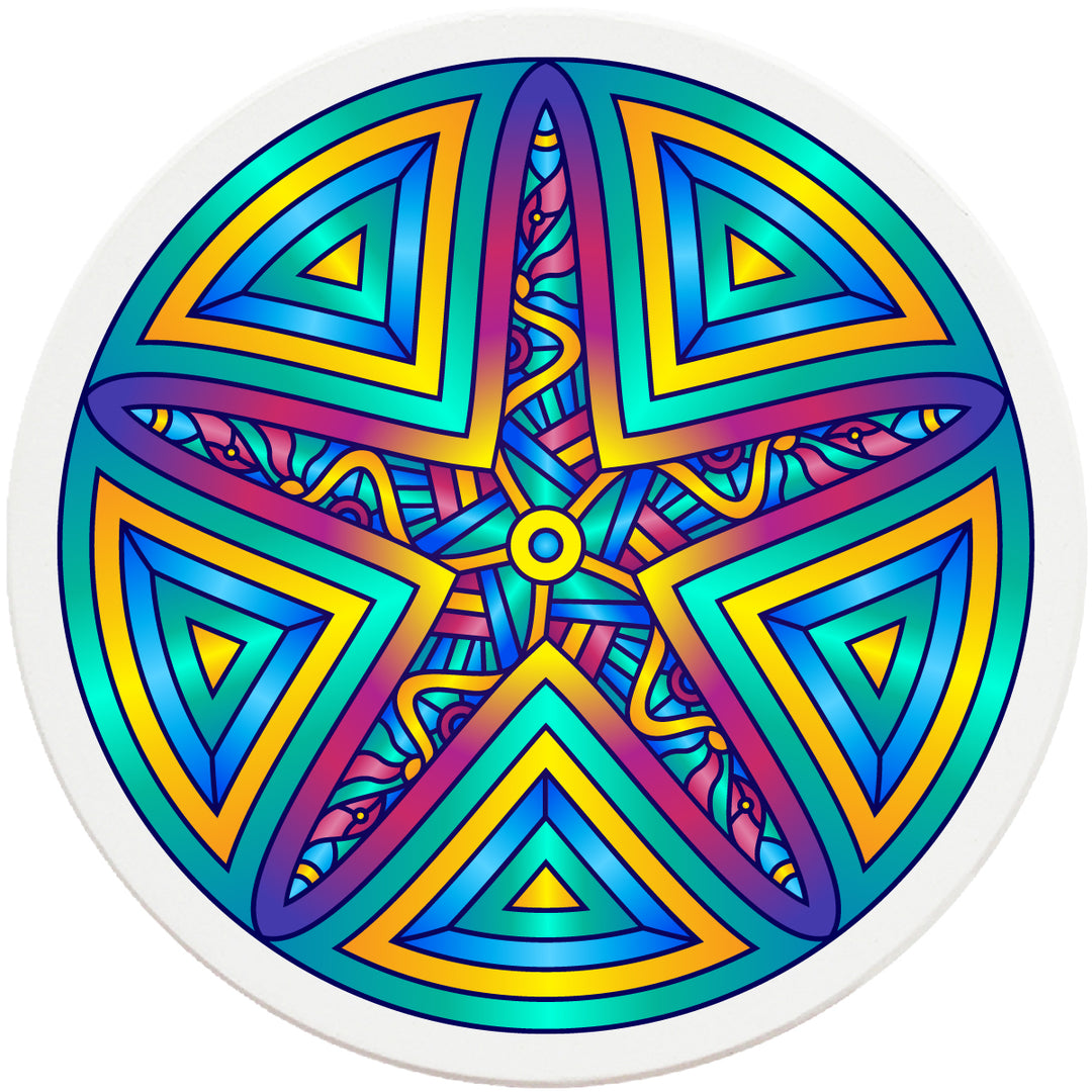 4" Round Absorbent Ceramic Designer Coasters - Mandala Starfish, Set of 4