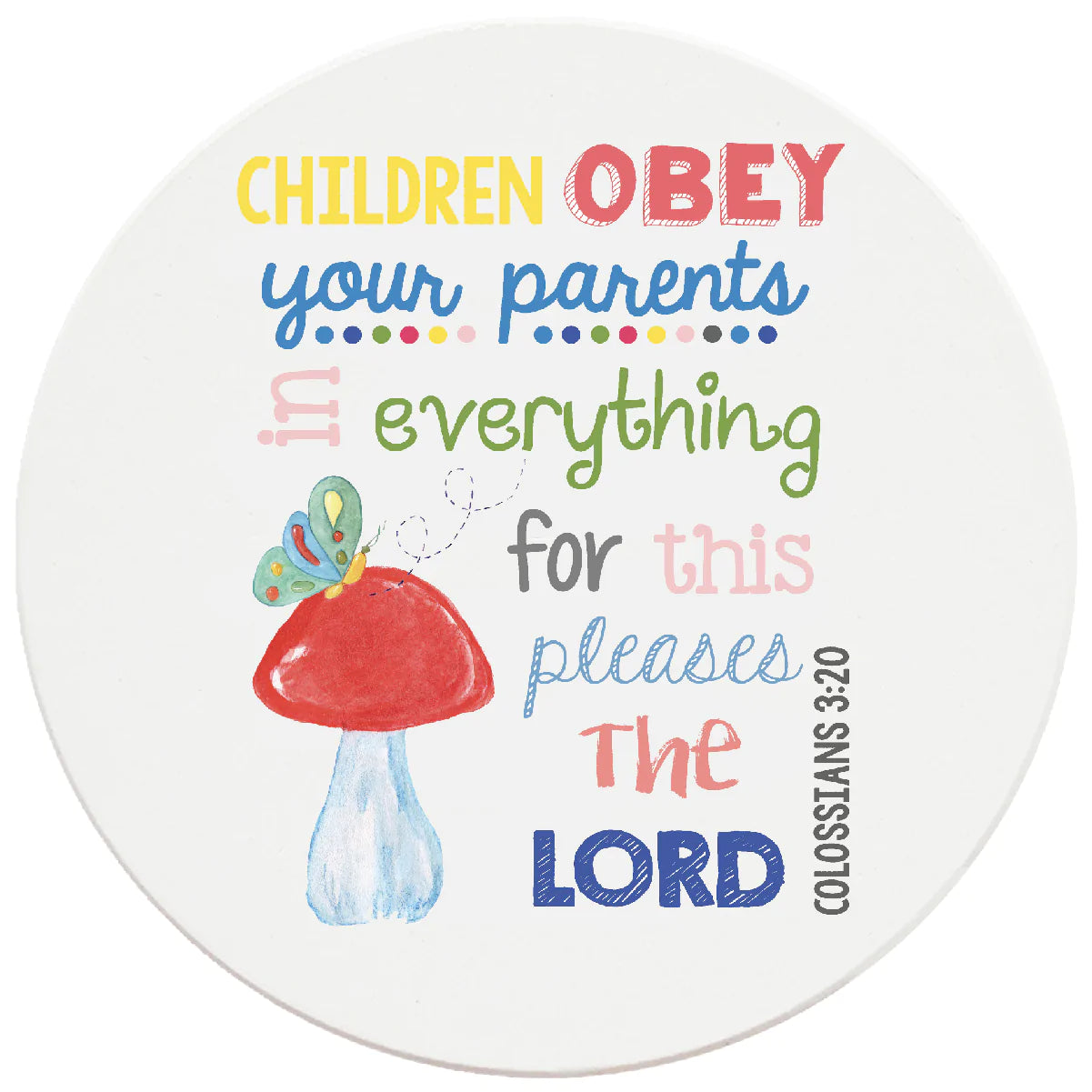 4 inch Round Religious Ceramic Coasters Children Obey Your Parents, 2 ...