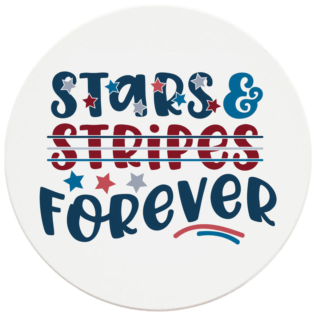 4 Inch Round Ceramic Stars & Stripes Forever, 2 Sets of 4, 8 Pieces - Christmas by Krebs Wholesale