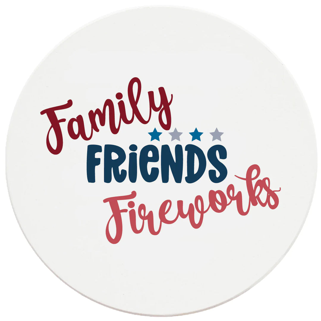 4 Inch Round Ceramic Family, Friends, Fireworks, 2 Sets of 4, 8 Pieces - Christmas by Krebs Wholesale