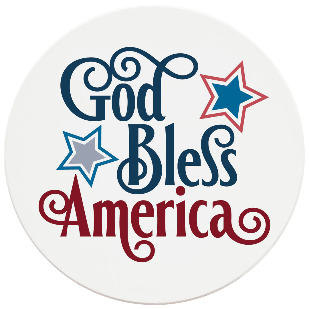 4 Inch Round Ceramic God Bless America, 2 Sets of 4, 8 Pieces - Christmas by Krebs Wholesale