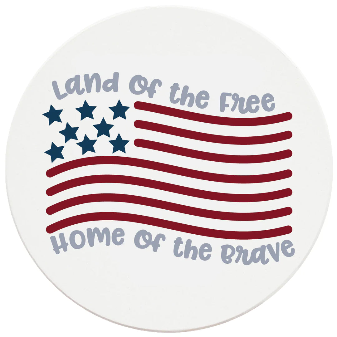 4 Inch Round Ceramic Land of the Free, Home of the Brave, 2 Sets of 4, 8 Pieces - Christmas by Krebs Wholesale