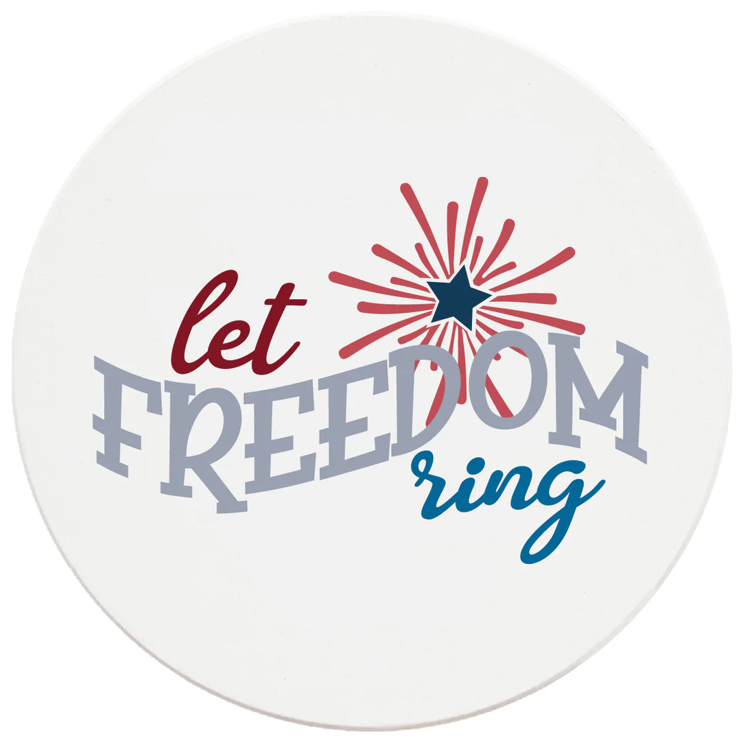4 Inch Round Ceramic Let Freedom Ring, 2 Sets of 4, 8 Pieces - Christmas by Krebs Wholesale