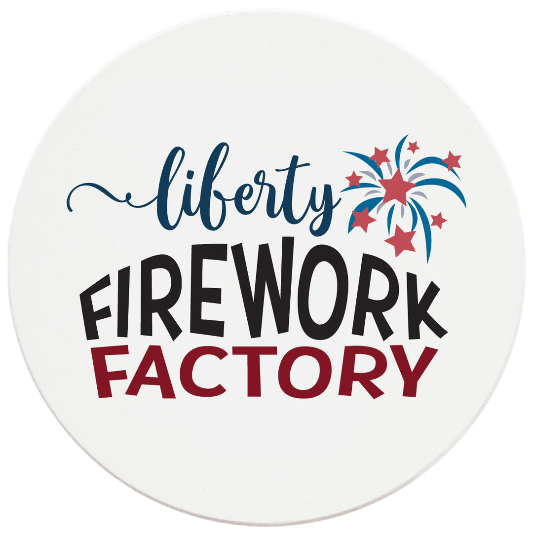 4 Inch Round Ceramic Liberty Firework Factory, 2 Sets of 4, 8 Pieces - Christmas by Krebs Wholesale