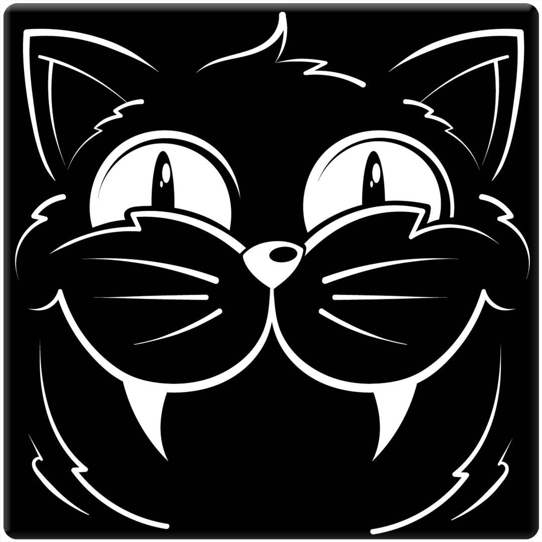[Set of 4] 4" Premium Absorbent Ceramic Square Halloween Party Coaster - Black Cat Head