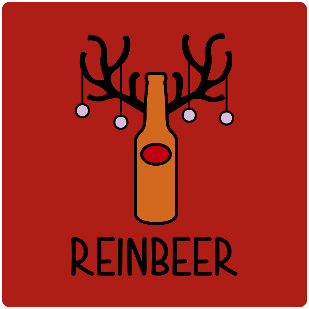 [Set of 4] 4" Premium Absorbent Ceramic Square Christmas Holiday Humor Gift Housewarming Coasters - Reinbeer