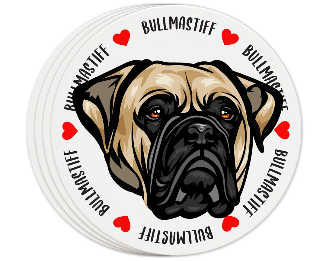 [Set of 4] 4 inch Round Premium Absorbent Ceramic Dog Lover Coasters - Bullmastiff - Christmas by Krebs Wholesale