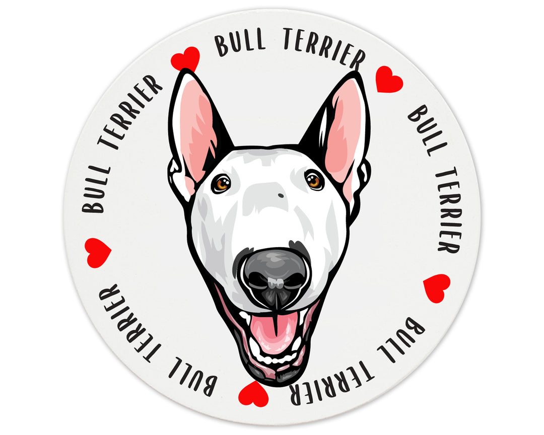 [Set of 4] 4" Premium Absorbent Ceramic Dog Lovers Round Coaster - Bull Terrier