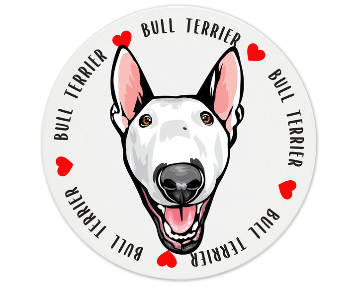 [Set of 4] 4" Premium Absorbent Ceramic Dog Lovers Round Coaster - Bull Terrier