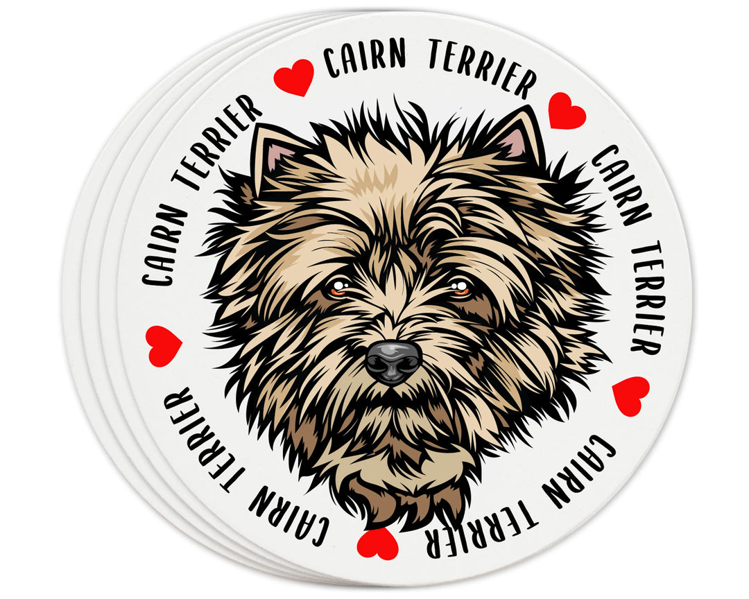 [Set of 4] 4 inch Round Premium Absorbent Ceramic Dog Lover Coasters - Cairn Terrier - Christmas by Krebs Wholesale