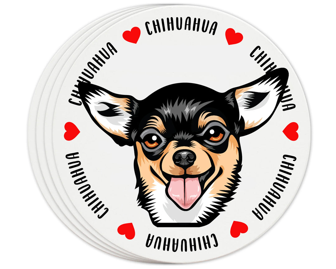 [Set of 4] 4 inch Round Premium Absorbent Ceramic Dog Lover Coasters - Chihuahua - Christmas by Krebs Wholesale