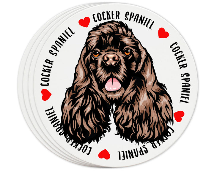 [Set of 4] 4 inch Round Premium Absorbent Ceramic Dog Lover Coasters - Cocker Spaniel - Christmas by Krebs Wholesale