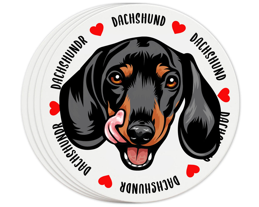 [Set of 4] 4 inch Round Premium Absorbent Ceramic Dog Lover Coasters - Dachshund - Christmas by Krebs Wholesale