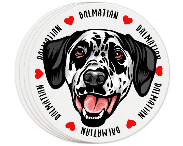 [Set of 4] 4 inch Round Premium Absorbent Ceramic Dog Lover Coasters - Dalmatian - Christmas by Krebs Wholesale