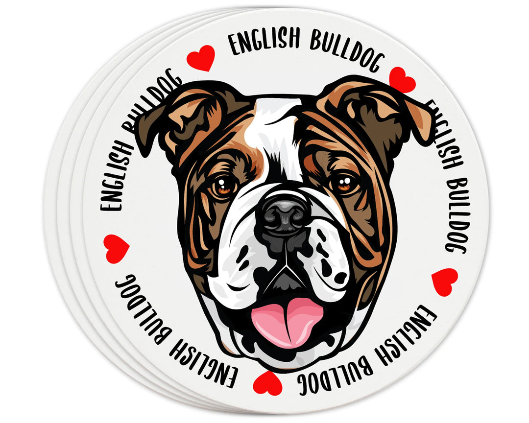 [Set of 4] 4 inch Round Premium Absorbent Ceramic Dog Lover Coasters - English Bulldog - Christmas by Krebs Wholesale