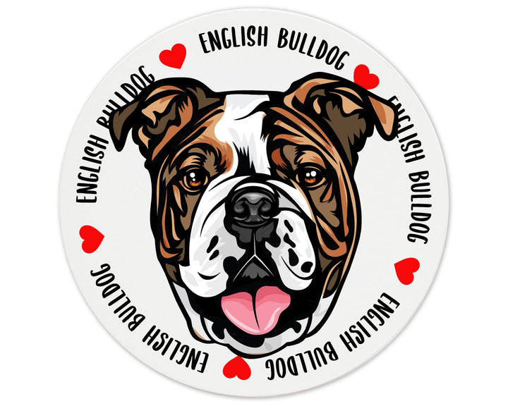 [Set of 4] 4" Premium Absorbent Ceramic Dog Lovers Round Coaster - English Bulldog