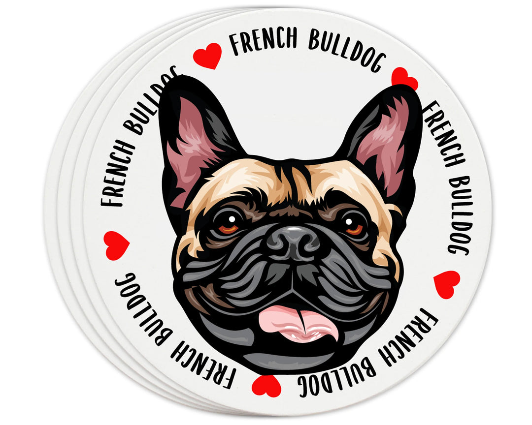 [Set of 4] 4 inch Round Premium Absorbent Ceramic Dog Lover Coasters - French Bulldog - Christmas by Krebs Wholesale