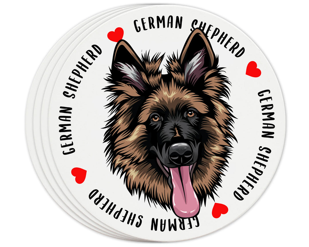 [Set of 4] 4 inch Round Premium Absorbent Ceramic Dog Lover Coasters - German Shepherd - Christmas by Krebs Wholesale