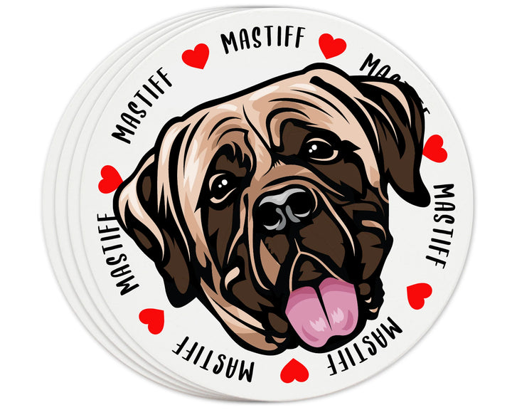 [Set of 4] 4 inch Round Premium Absorbent Ceramic Dog Lover Coasters - Mastiff - Christmas by Krebs Wholesale