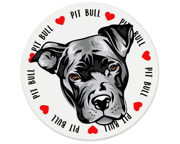 [Set of 4] 4 inch Round Premium Absorbent Ceramic Dog Lover Coasters - Pit Bull - Christmas by Krebs Wholesale
